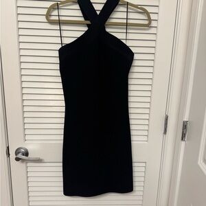 Sincerely Jules Black Cross-Neck Mini Dress